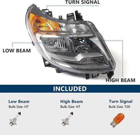 5 دبابيس مجموعة المصابيح الأمامية لـ RAM Promaster Cargo Van 1500 2500 3500 2014-2022 Halogen Melecting W/O DRL Right Passenger Side RH 4725944AK CH2503254 in Kuwait