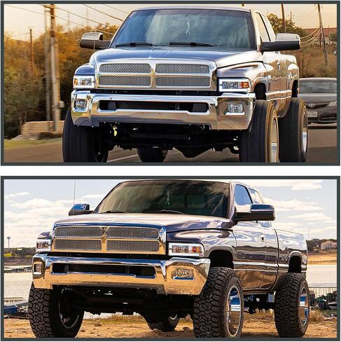 المواصفات المصابيح الأمامية Chrome Chrome مع أنبوب LED متوافق مع 1994-2001 Dodge RAM 1500 ، 2500 ، 3500 ، AND LESED + LISE-PALE MESSILBLY ASSEMBLY in Kuwait