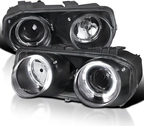 SPEC-D TUNING Black Halo Projector Headlights Compatible with 1994-1997 Acura Integra 2Dr/4Dr, Left + Right Pair Headlamps Assembly in Saudi Arabia