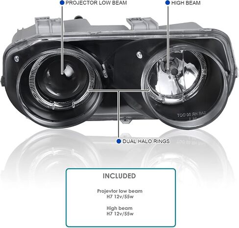 SPEC-D TUNING Black Halo Projector Headlights Compatible with 1994-1997 Acura Integra 2Dr/4Dr, Left + Right Pair Headlamps Assembly in Saudi Arabia