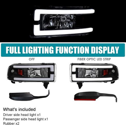 المواصفات المصابيح الأمامية Chrome Chrome مع أنبوب LED متوافق مع 1994-2001 Dodge RAM 1500 ، 2500 ، 3500 ، AND LESED + LISE-PALE MESSILBLY ASSEMBLY in Saudi Arabia