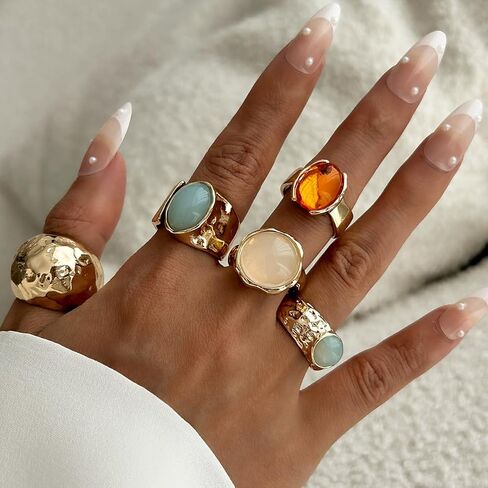 Lume&Thread 5 Pcs Gold Knuckle Ring Set for Women, Stackable Finger Midi Rings, Simple Stacking Cute Rings Pack Trendy Stuff Jewelry Gift in Saudi Arabia