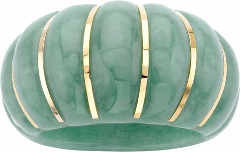 Palmbeach 10K Gold Gold Gold Genine Green Jade Ringrims أحجام حلقة 6-10 in Saudi Arabia