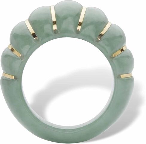 Palmbeach 10K Gold Gold Gold Genine Green Jade Ringrims أحجام حلقة 6-10 in Saudi Arabia