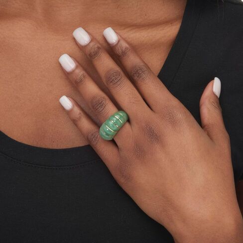 Palmbeach 10K Gold Gold Gold Genine Green Jade Ringrims أحجام حلقة 6-10 in Saudi Arabia