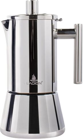 LAOION Stovetop Espresso Maker, 12Cup 17.5 oz Moka Pot, Stainless Steel | Cuban and Italian Coffee Maker for Cafetera Cubana, Greca De Cafe Induction Stovetop Compatible, Coffee Gift for Home Travel in Saudi Arabia