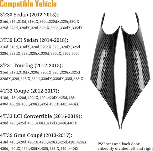Left/Right Interior Door Pull Handle Covers Fit for BMW 3 Series F30 F31 F34 F80 320 320,328,330,335,M3 and 4 Series 428,435,M4 2014-2017(Carbon Fiber Pattern) in Saudi Arabia