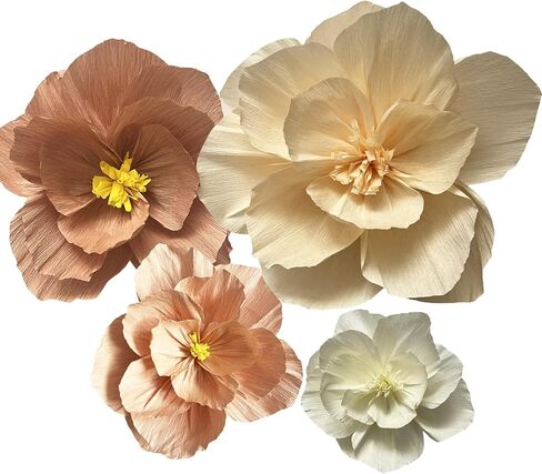 BRT Bearingshui Crepe Paper Flowers Decoration for Wall Total 9 Pcs, Artificial Flowers for Wedding Flower Backdrop Decor, Baby Bridal Shower Birthday Party, Red Black White 3D Wall Flowers Decor in Kuwait