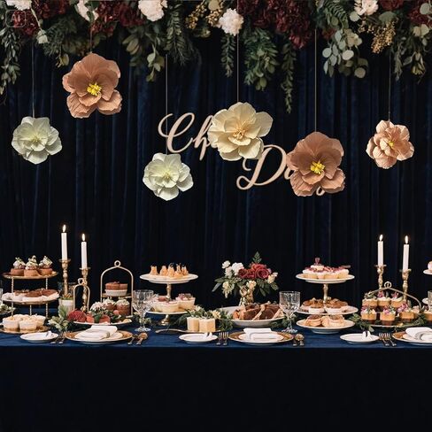 BRT Bearingshui Crepe Paper Flowers Decoration for Wall Total 9 Pcs, Artificial Flowers for Wedding Flower Backdrop Decor, Baby Bridal Shower Birthday Party, Red Black White 3D Wall Flowers Decor in Kuwait