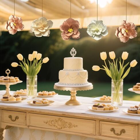 BRT Bearingshui Crepe Paper Flowers Decoration for Wall Total 9 Pcs, Artificial Flowers for Wedding Flower Backdrop Decor, Baby Bridal Shower Birthday Party, Red Black White 3D Wall Flowers Decor in Kuwait