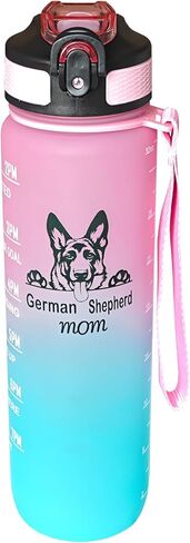 Floral Cat Water Bottle with Straw, Carry Strap, LeakProof, Tritan BPA Free, 32 Oz Motivational Water Bottle with Time Marker to Ensure You Drink Enough Water for Gym Fitness Outdoor in Saudi Arabia