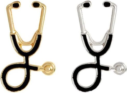 Joyid 2pcs/مجموعة لطيف سماعة الطبيب ECG الطبيب الطبيب ممرضة المينا طوق طوق بروش للنساء الرجال الأطفال in Saudi Arabia