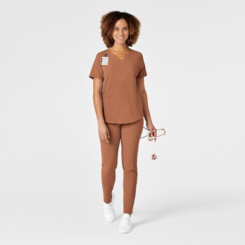 WonderWink Womens Renew Women's V-Neck Top Medical Scrubs, Wine, Medium US in Saudi Arabia