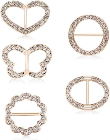 5PCS Silk Scarf Ring Clip T-shirt Tie Clips for Women Fashion Metal Rhinestone Heart Flower Butterfly Circle Clip Shawl Scarves Clasp Dress Accessories Jewelry Buckle Clothing Ring Wrap Holder in Saudi Arabia