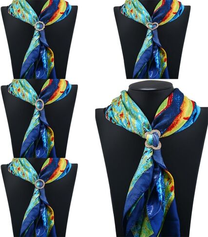 5PCS Silk Scarf Ring Clip T-shirt Tie Clips for Women Fashion Metal Rhinestone Heart Flower Butterfly Circle Clip Shawl Scarves Clasp Dress Accessories Jewelry Buckle Clothing Ring Wrap Holder in Saudi Arabia