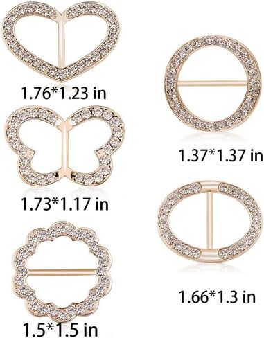 5PCS Silk Scarf Ring Clip T-shirt Tie Clips for Women Fashion Metal Rhinestone Heart Flower Butterfly Circle Clip Shawl Scarves Clasp Dress Accessories Jewelry Buckle Clothing Ring Wrap Holder in Saudi Arabia