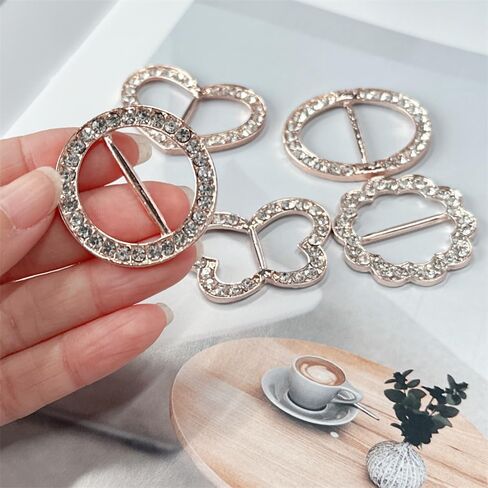 5PCS Silk Scarf Ring Clip T-shirt Tie Clips for Women Fashion Metal Rhinestone Heart Flower Butterfly Circle Clip Shawl Scarves Clasp Dress Accessories Jewelry Buckle Clothing Ring Wrap Holder in Saudi Arabia