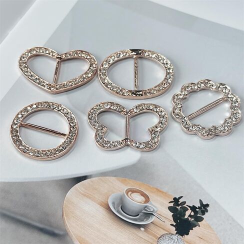 5PCS Silk Scarf Ring Clip T-shirt Tie Clips for Women Fashion Metal Rhinestone Heart Flower Butterfly Circle Clip Shawl Scarves Clasp Dress Accessories Jewelry Buckle Clothing Ring Wrap Holder in Saudi Arabia