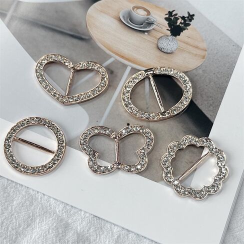 5PCS Silk Scarf Ring Clip T-shirt Tie Clips for Women Fashion Metal Rhinestone Heart Flower Butterfly Circle Clip Shawl Scarves Clasp Dress Accessories Jewelry Buckle Clothing Ring Wrap Holder in Saudi Arabia