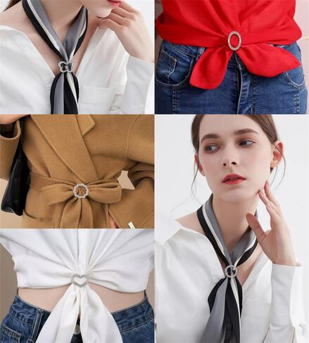 5PCS Silk Scarf Ring Clip T-shirt Tie Clips for Women Fashion Metal Rhinestone Heart Flower Butterfly Circle Clip Shawl Scarves Clasp Dress Accessories Jewelry Buckle Clothing Ring Wrap Holder in Saudi Arabia