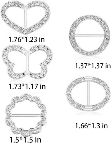 5PCS Silk Scarf Ring Clip T-shirt Tie Clips for Women Fashion Metal Rhinestone Heart Flower Butterfly Circle Clip Shawl Scarves Clasp Dress Accessories Jewelry Buckle Clothing Ring Wrap Holder in Saudi Arabia