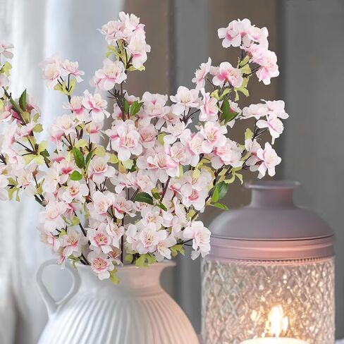 3 Pcs Cherry Blossom Branches for Vase Long Stems Artificial Flowers Spring Summer Decor Pink Faux Silk Cherry Blossom Branches for Home Wedding Party Table Centerpieces in Kuwait