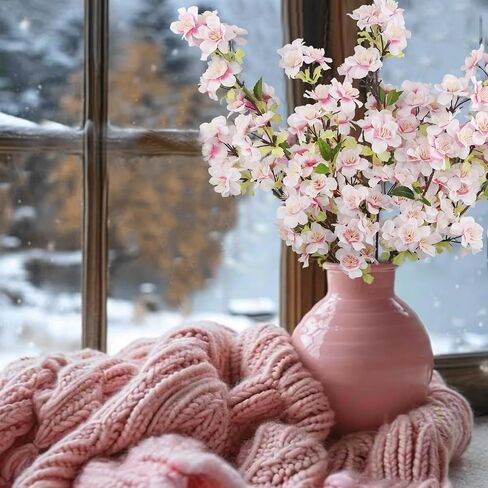 3 Pcs Cherry Blossom Branches for Vase Long Stems Artificial Flowers Spring Summer Decor Pink Faux Silk Cherry Blossom Branches for Home Wedding Party Table Centerpieces in Kuwait