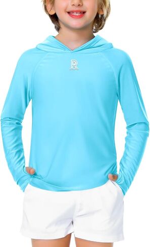 Remimi Kids Sun Shirt Rash Guard Quick Dry Sun Protection Athletic Hoodie Hiking Shirts 3-12 Years in Kuwait