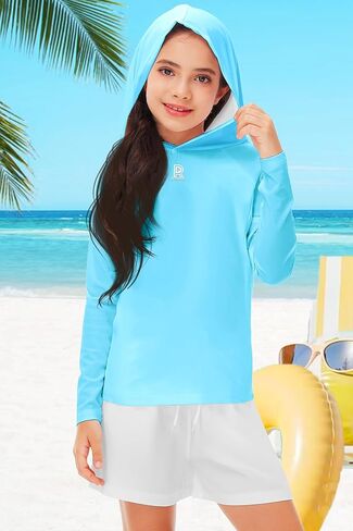 Remimi Kids Sun Shirt Rash Guard Quick Dry Sun Protection Athletic Hoodie Hiking Shirts 3-12 Years in Kuwait