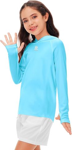 Remimi Kids Sun Shirt Rash Guard Quick Dry Sun Protection Athletic Hoodie Hiking Shirts 3-12 Years in Kuwait