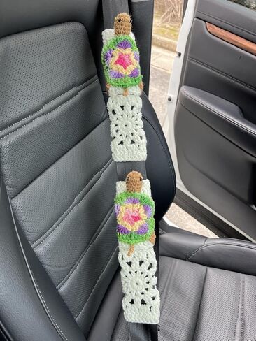 Handmade Crochet 3D Sea Turtle Car Steering Wheel Covers Universal 14-15 inch for Women and Men (Milk White Wheel Cover+2 Belt Cover) in Saudi Arabia