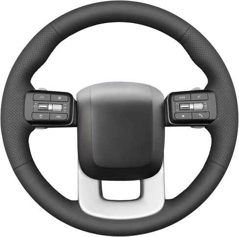 MEWANT HAND SEW Black Smooth Sefforted Leather Leather Wheel Cover for Hyundai Santa Fe 2024 in Saudi Arabia
