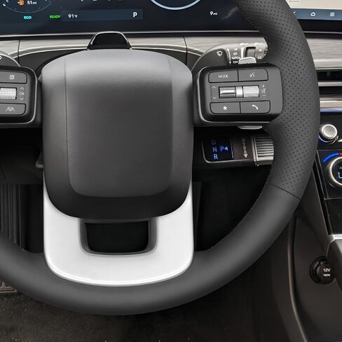 MEWANT HAND SEW Black Smooth Sefforted Leather Leather Wheel Cover for Hyundai Santa Fe 2024 in Saudi Arabia