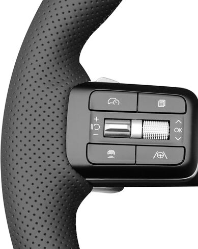 MEWANT HAND SEW Black Smooth Sefforted Leather Leather Wheel Cover for Hyundai Santa Fe 2024 in Saudi Arabia