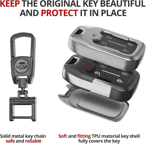 لغطاء Chevy GMC Key Fob مع keychain. (رمادي غير لامع ، 5-بوتون) in Kuwait