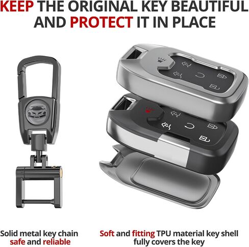 لغطاء Chevy GMC Key Fob مع keychain. (رمادي غير لامع ، 5-بوتون) in Kuwait