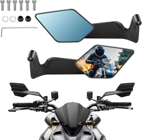 Motorcycle Mirrors Universal Foldable Rotating Rear View Mirror Stealth Wind Wing Side Mirror for Kawasaki Z400 Z650 Z900 1290 Super Duke R Evo ABS 390 Duke Street Bike Yamaha MT-07(10mm,8mm) in Kuwait