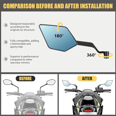 Motorcycle Mirrors Universal Foldable Rotating Rear View Mirror Stealth Wind Wing Side Mirror for Kawasaki Z400 Z650 Z900 1290 Super Duke R Evo ABS 390 Duke Street Bike Yamaha MT-07(10mm,8mm) in Kuwait