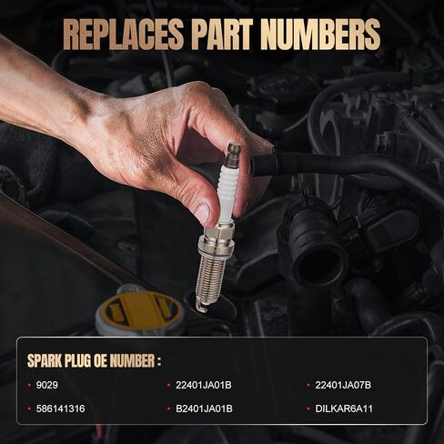 9029 Double Iridium Spark Plugs 4 Pack Compatible With Sentra Rogue Cube Altima Versa Pathfinder QX60 M56 FX50 QX70 1.6L 1.8L 2.0L 2.5L L4 Engine Replacement for 22401JA01B DILKAR6A11 in Saudi Arabia