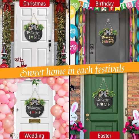 MIPON Welcome Sign for Front Door, Wall, or Porch Decor - Interchangeable Seasonal 17 Changeable Icons for All Seasons & Holidays (Spring, Summer, Fall, Winter, Easter, Christmas) - Black in Saudi Arabia