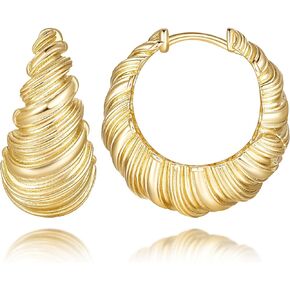 أقراط ذهبية 14K للنساء الأقراط للنساء تتجه في تصميم كرواسان مستوحى من الكرواس in Kuwait