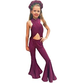Arilana Selena Outfit for Girl Purple Jumpsuit Birthday Party Show, 4T, Cranberry in Saudi Arabia