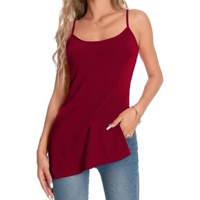 Taipove Pima Cotton Cotton Tops Camisole Tops for Women Topaghetti Strap Tops Side Side Slit Extra Long in Kuwait