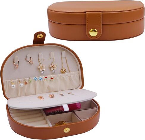 PU Leather Jewelry Organizer Compact Travel Case Multi Montiptments Bracelets Bracelets Bracelets Rings Lightweight Dream Perfect Ferfor Mow in Kuwait