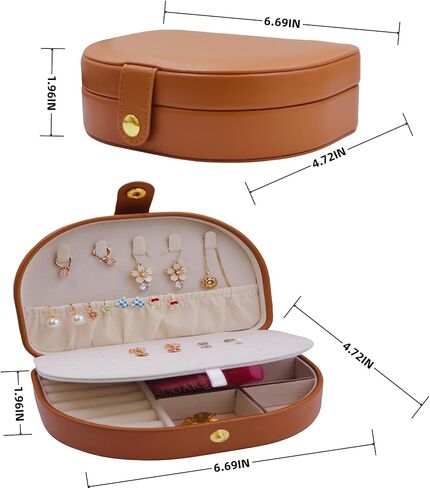 PU Leather Jewelry Organizer Compact Travel Case Multi Montiptments Bracelets Bracelets Bracelets Rings Lightweight Dream Perfect Ferfor Mow in Kuwait