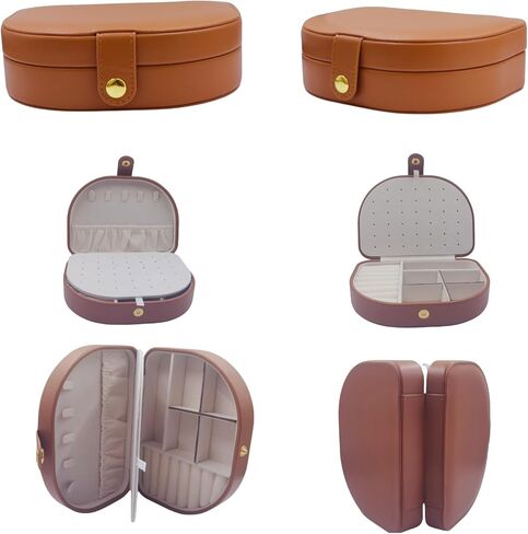 PU Leather Jewelry Organizer Compact Travel Case Multi Montiptments Bracelets Bracelets Bracelets Rings Lightweight Dream Perfect Ferfor Mow in Kuwait