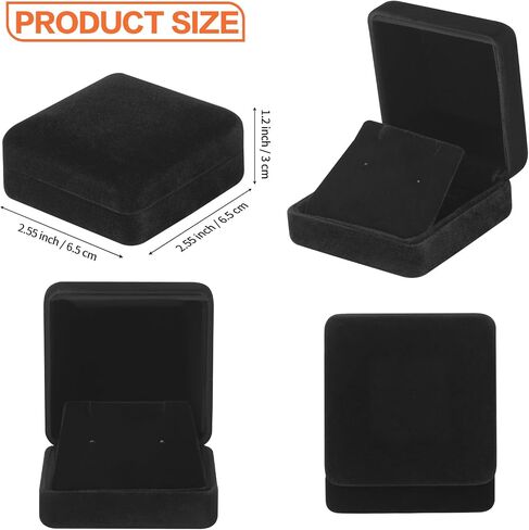 2 Pieces Velvet Metal Earring Gift Box for Women, Jewelry Holder Case for Studs Necklace Pendant, Elegant Earring Storage Display Box for Birthday Mother's Day Anniversary Ceremony (Black) in Saudi Arabia