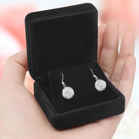 2 Pieces Velvet Metal Earring Gift Box for Women, Jewelry Holder Case for Studs Necklace Pendant, Elegant Earring Storage Display Box for Birthday Mother's Day Anniversary Ceremony (Black) in Saudi Arabia