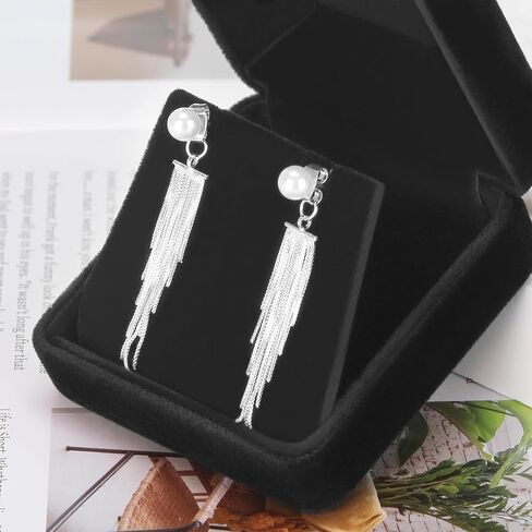 2 Pieces Velvet Metal Earring Gift Box for Women, Jewelry Holder Case for Studs Necklace Pendant, Elegant Earring Storage Display Box for Birthday Mother's Day Anniversary Ceremony (Black) in Saudi Arabia