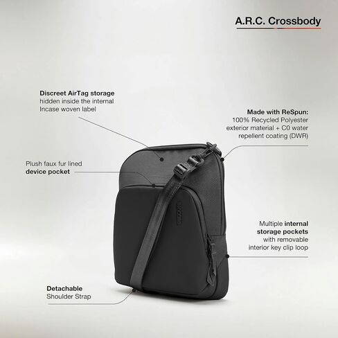 Incase A.R.C. Crossbody Bag Recycled Polyester, Faux Fur Pocket, Detachable Strap, Water Repellent, AirTag Pocket in Kuwait
